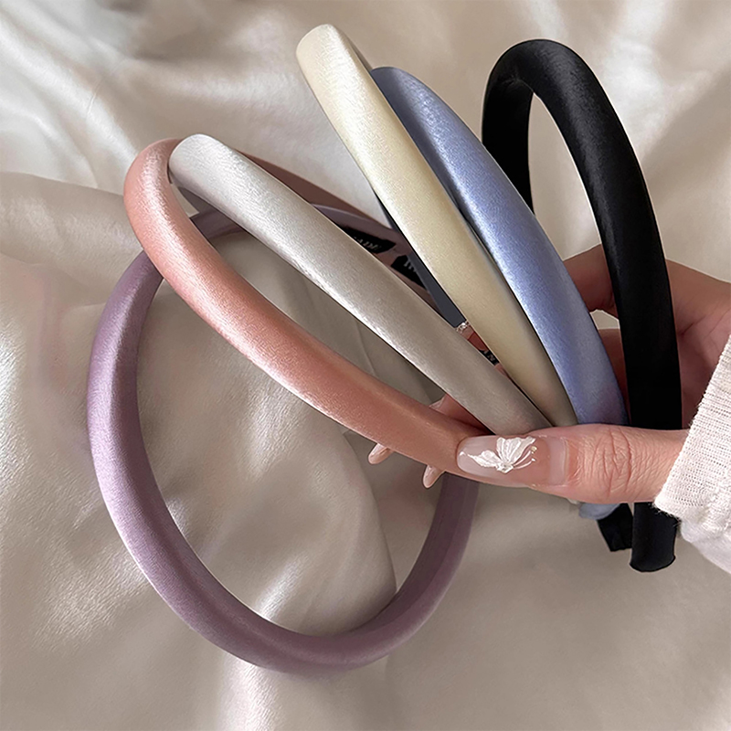Hair Care Women - Vintage Solid Cream Color Hairband Satin