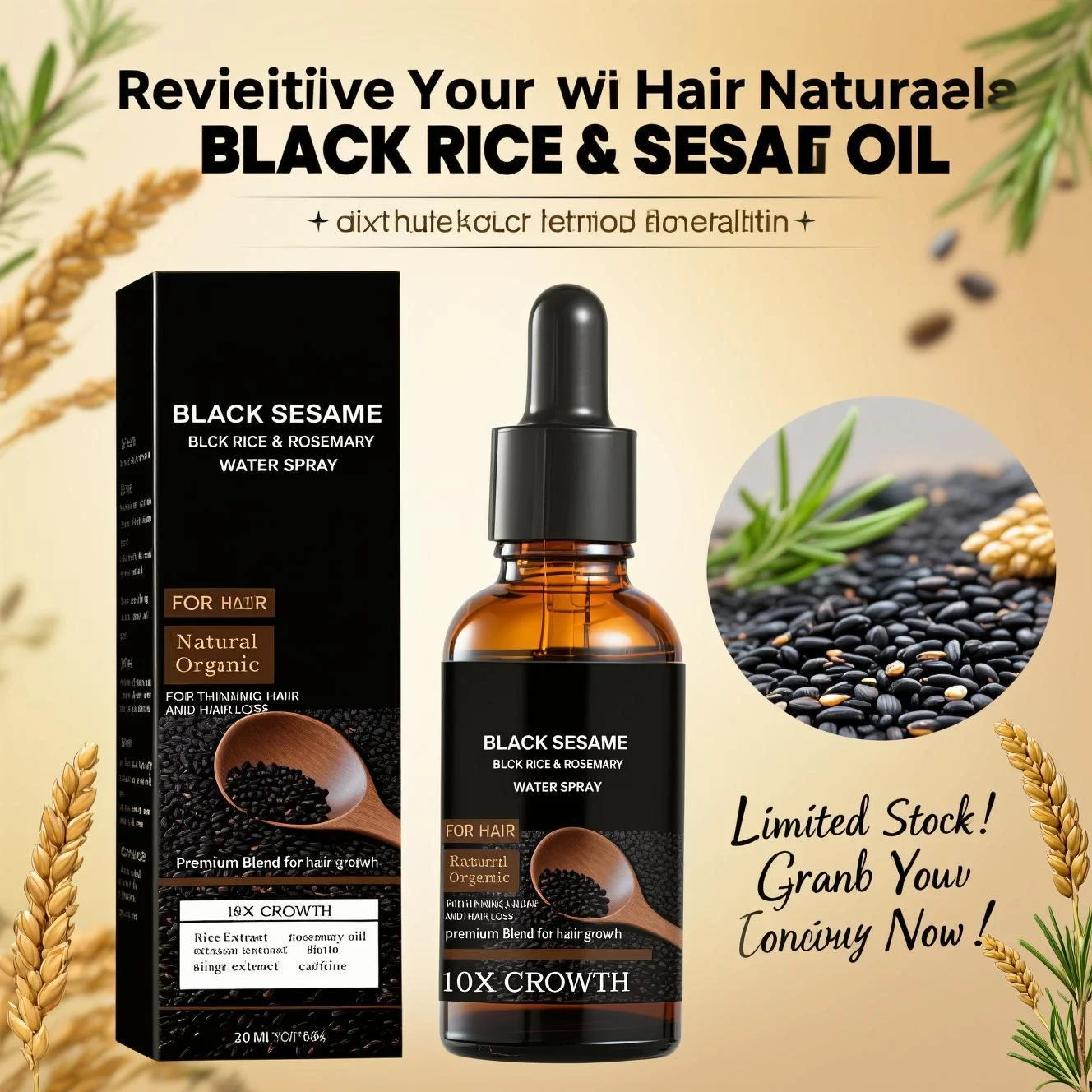 Caffeine Hair Serum - Black Sesame Hair Growth Serum with