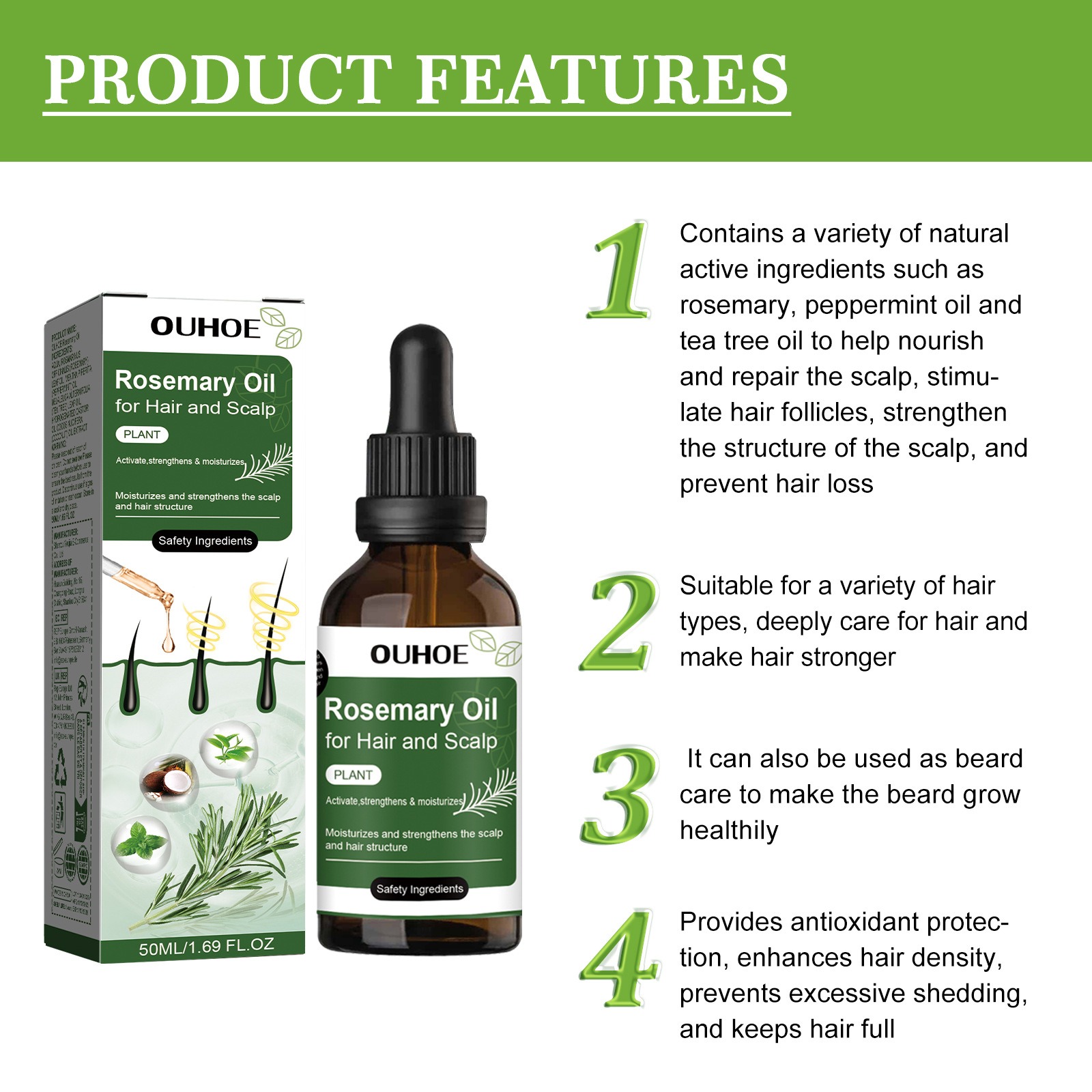 Rosemary Hair Growth Oil Hair  - огляд і ціна Caffeine Hair Serum