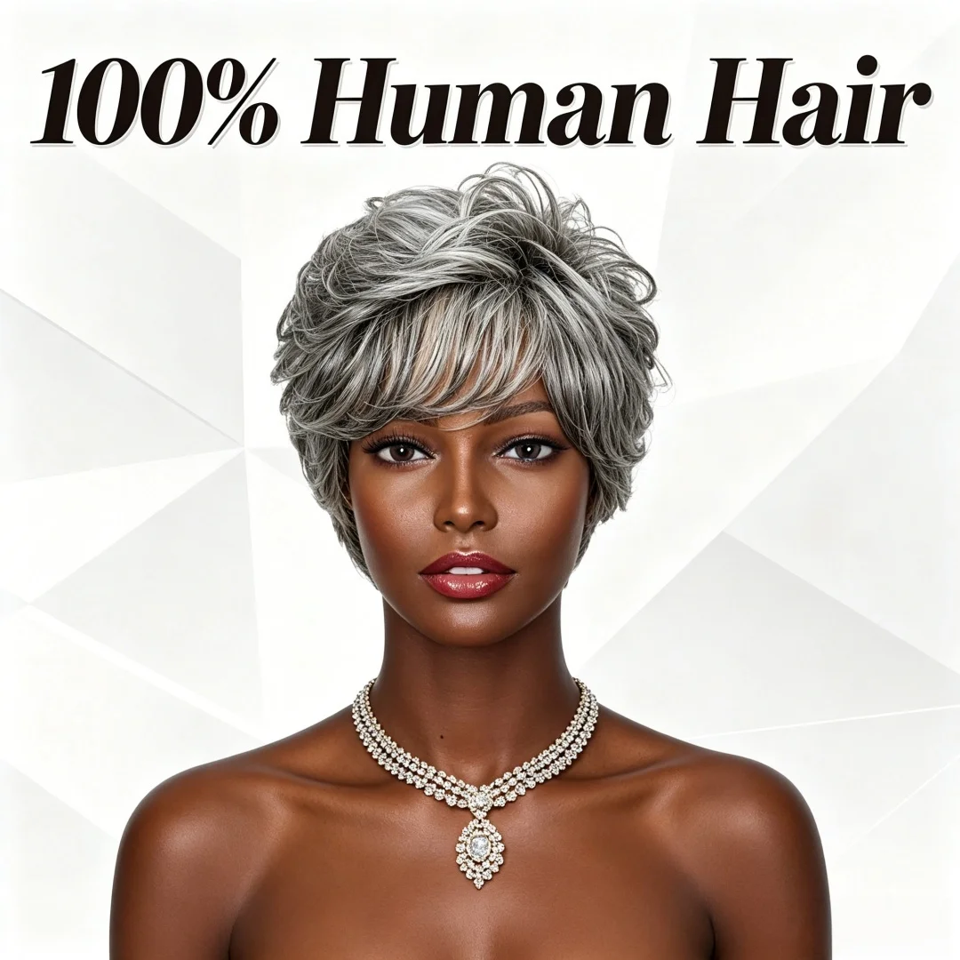 Short Curly Grey Ombre Human H - огляд і ціна Hair Care Women