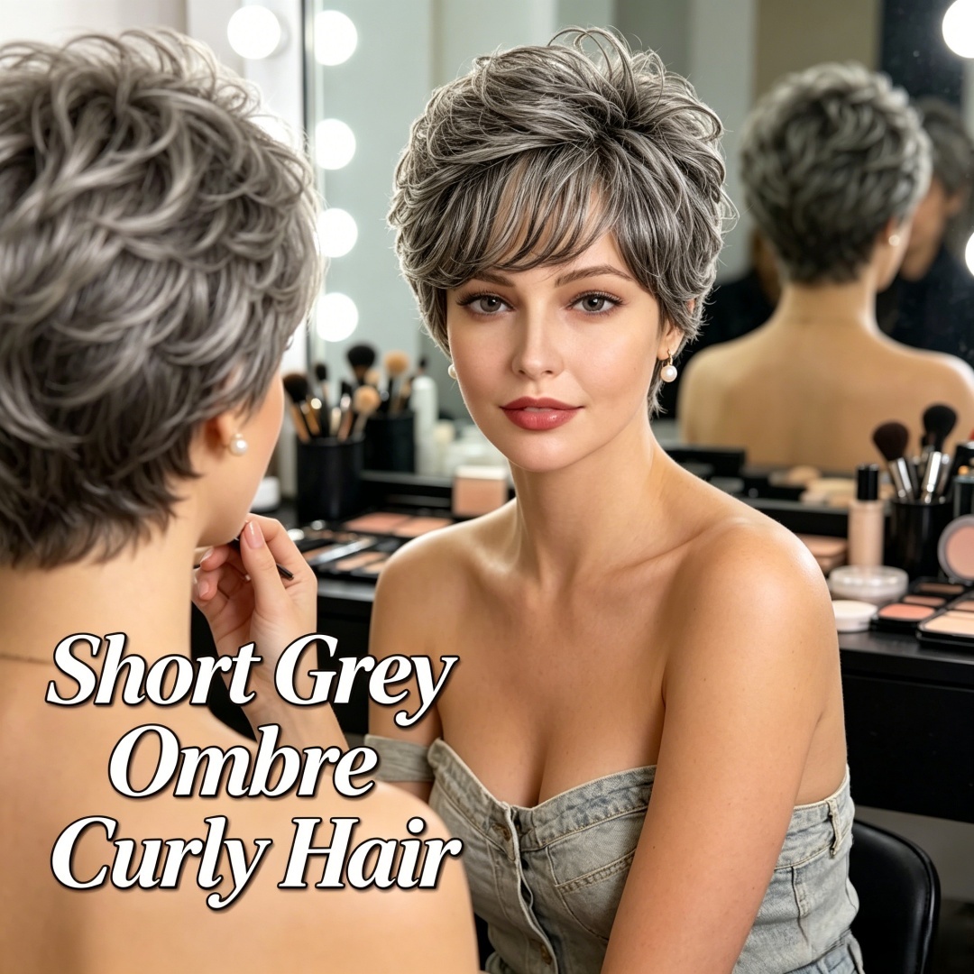 Short Curly Grey Ombre Human H - огляд і ціна Hair Care Women